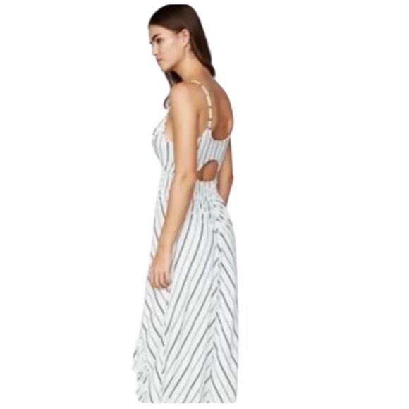 Express High-Low Ruffle Knit Dress Striped White Black Size S Petite - Picture 2 of 11